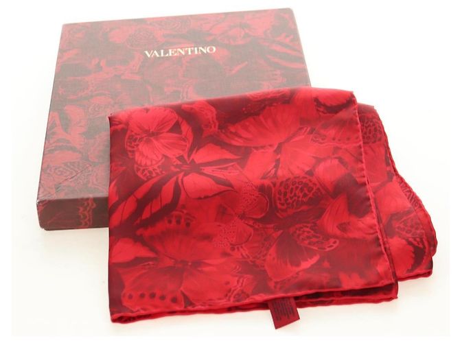VALENTINO Pañuelo de seda floral Rojo Auth am11699V Roja - vista 13