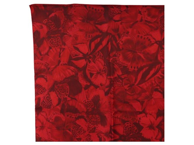VALENTINO Pañuelo de seda floral Rojo Auth am11699V Roja - vista 2