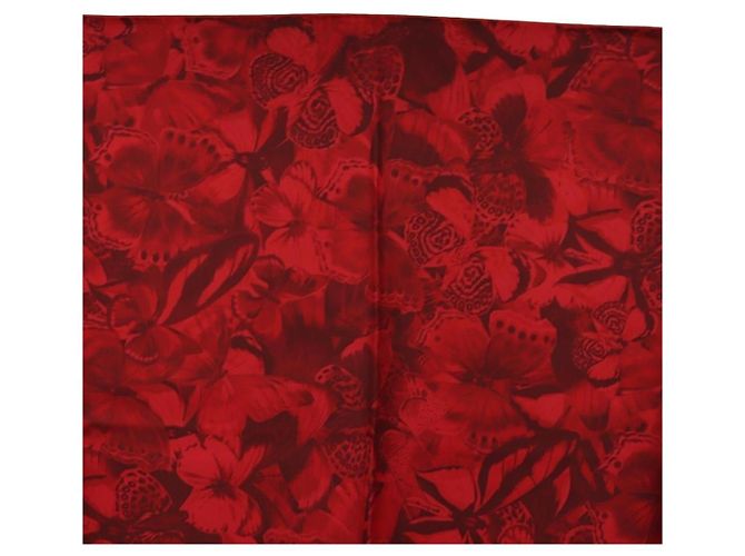 VALENTINO Pañuelo de seda floral Rojo Auth am11699V Roja - vista 3