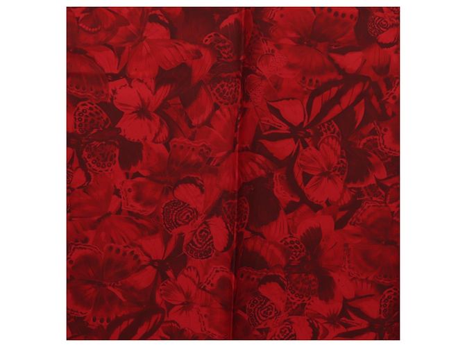 VALENTINO Pañuelo de seda floral Rojo Auth am11699V Roja - vista 6
