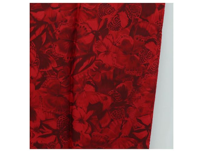 VALENTINO Pañuelo de seda floral Rojo Auth am11699V Roja - vista 7