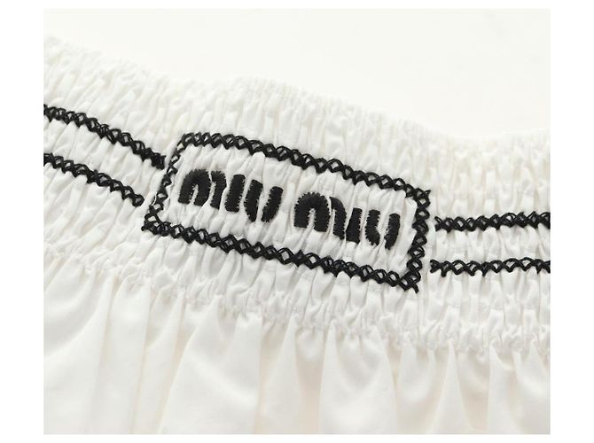 Falda Miu Miu de algodón blanca Auth 182059M Blanco - vista 4