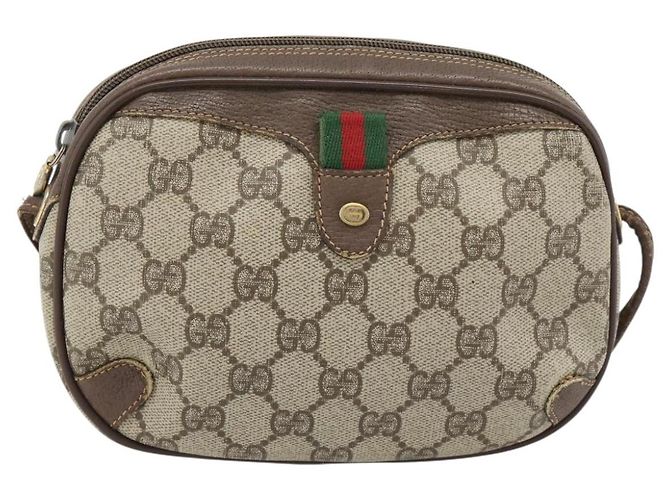Borsa GUCCI GG Supreme Web Sherry Line PVC Beige Oro 156 02 066 Auth 171266 D'oro - vista 2