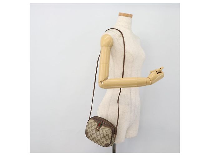 Borsa GUCCI GG Supreme Web Sherry Line PVC Beige Oro 156 02 066 Auth 171266 D'oro - vista 20