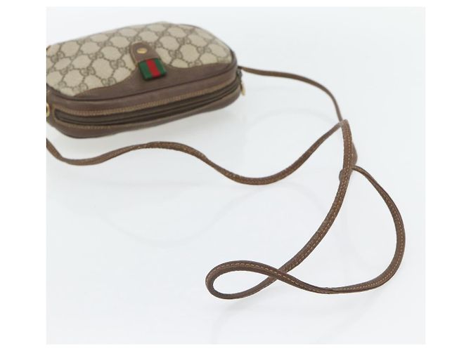 Borsa GUCCI GG Supreme Web Sherry Line PVC Beige Oro 156 02 066 Auth 171266 D'oro - vista 7