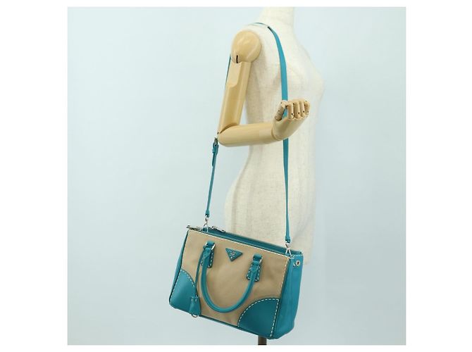 Borsa a mano PRADA Galleria in pelle 2way Blu Argento Auth yk20397SAM - vista 27
