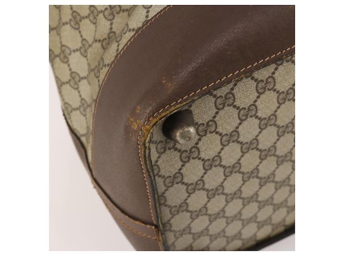 Borsa Boston GUCCI GG Supreme Web Sherry Line in PVC Beige Rosso Auth 180195 - vista 11