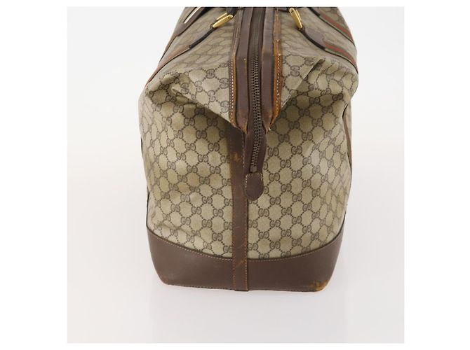 Borsa Boston GUCCI GG Supreme Web Sherry Line in PVC Beige Rosso Auth 180195 - vista 4