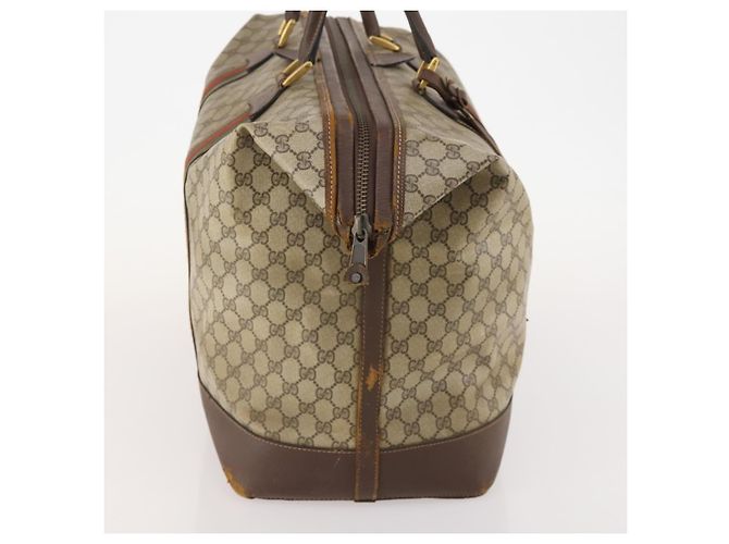 Borsa Boston GUCCI GG Supreme Web Sherry Line in PVC Beige Rosso Auth 180195 - vista 5