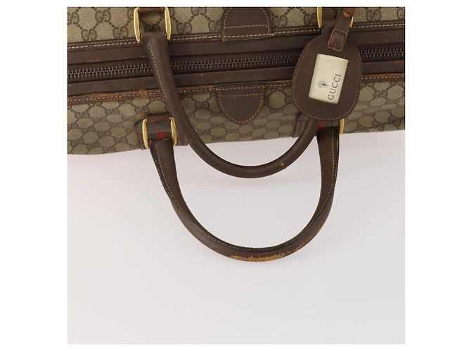 Borsa Boston GUCCI GG Supreme Web Sherry Line in PVC Beige Rosso Auth 180195 - vista 7