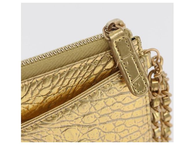 CHANEL COCO Clutch Bag Kalbsleder Gold CC Authentisch 182873SAM Golden - Ansicht 14