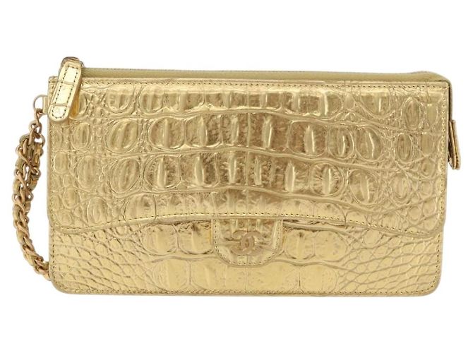 CHANEL COCO Clutch Bag Kalbsleder Gold CC Authentisch 182873SAM Golden - Ansicht 2