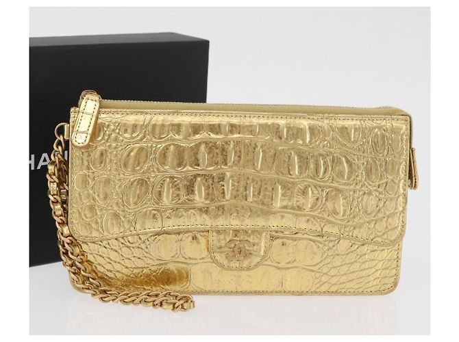 CHANEL COCO Clutch Bag Kalbsleder Gold CC Authentisch 182873SAM Golden - Ansicht 24