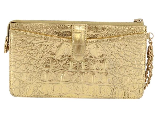 CHANEL COCO Clutch Bag Kalbsleder Gold CC Authentisch 182873SAM Golden - Ansicht 3