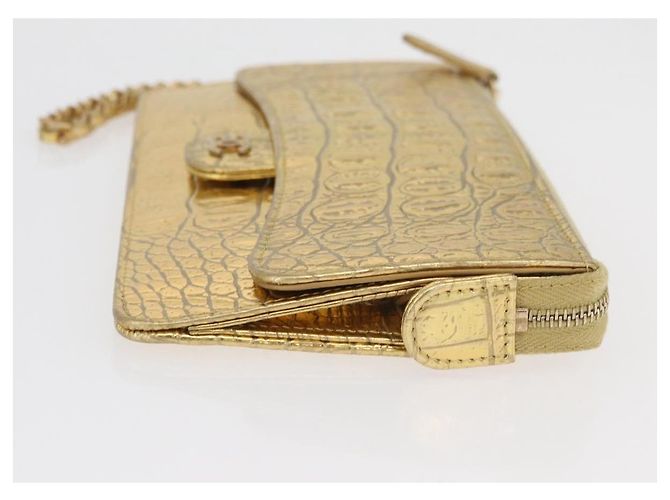 CHANEL COCO Clutch Bag Kalbsleder Gold CC Authentisch 182873SAM Golden - Ansicht 4