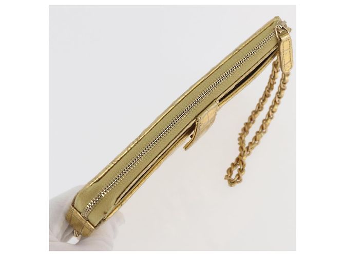 CHANEL COCO Clutch Bag Kalbsleder Gold CC Authentisch 182873SAM Golden - Ansicht 6