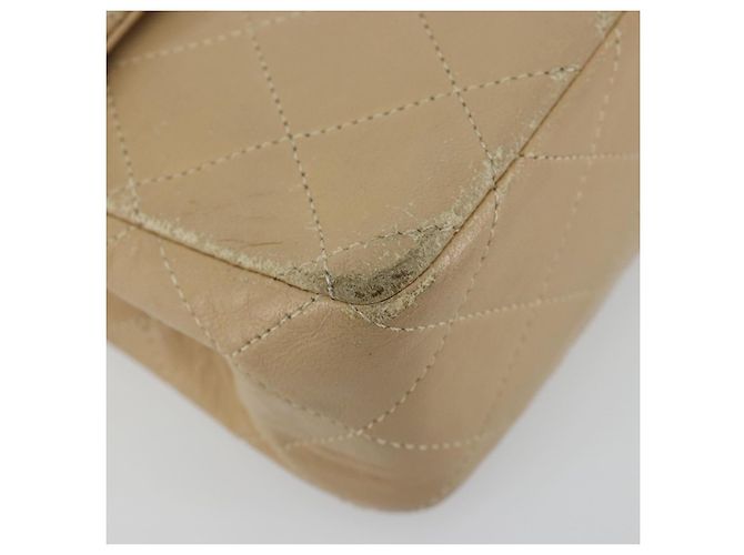 CHANEL Mini Matelasse Chain Shoulder Bag Lamb Skin Beige Gold CC Auth ka4523A D'oro - vista 11