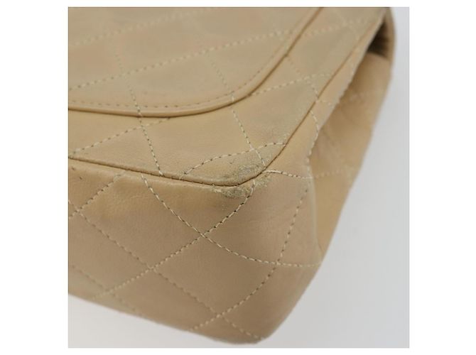 CHANEL Mini Matelasse Chain Shoulder Bag Lamb Skin Beige Gold CC Auth ka4523A D'oro - vista 12