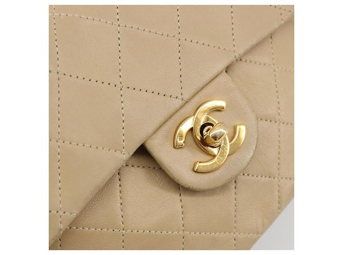 CHANEL Mini Matelasse Chain Shoulder Bag Lamb Skin Beige Gold CC Auth ka4523A D'oro - vista 15