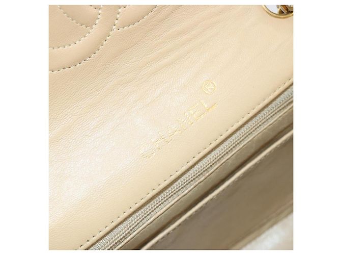 CHANEL Mini Matelasse Chain Shoulder Bag Lamb Skin Beige Gold CC Auth ka4523A D'oro - vista 17