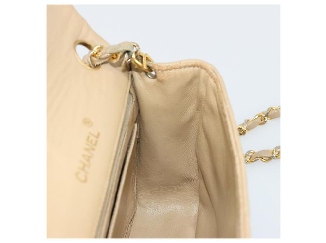 CHANEL Mini Matelasse Chain Shoulder Bag Lamb Skin Beige Gold CC Auth ka4523A D'oro - vista 19