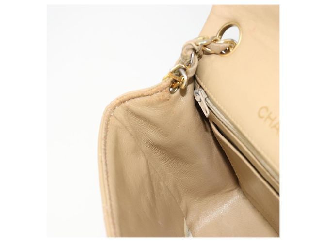 CHANEL Mini Matelasse Chain Shoulder Bag Lamb Skin Beige Gold CC Auth ka4523A D'oro - vista 20