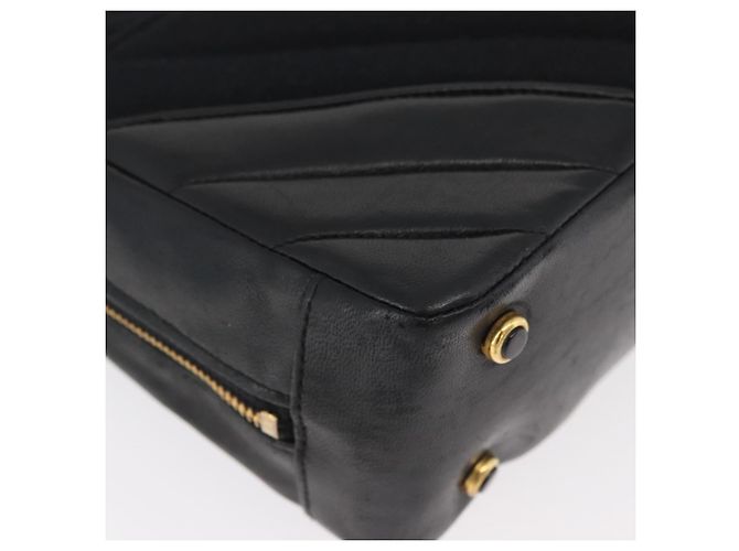 Borsa a Spalla CHANEL V Stitch Cotone Nero Oro CC Auth bs35307 D'oro - vista 10