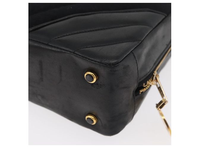 Borsa a Spalla CHANEL V Stitch Cotone Nero Oro CC Auth bs35307 D'oro - vista 11