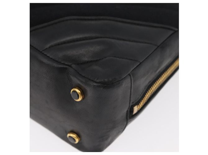 Borsa a Spalla CHANEL V Stitch Cotone Nero Oro CC Auth bs35307 D'oro - vista 13