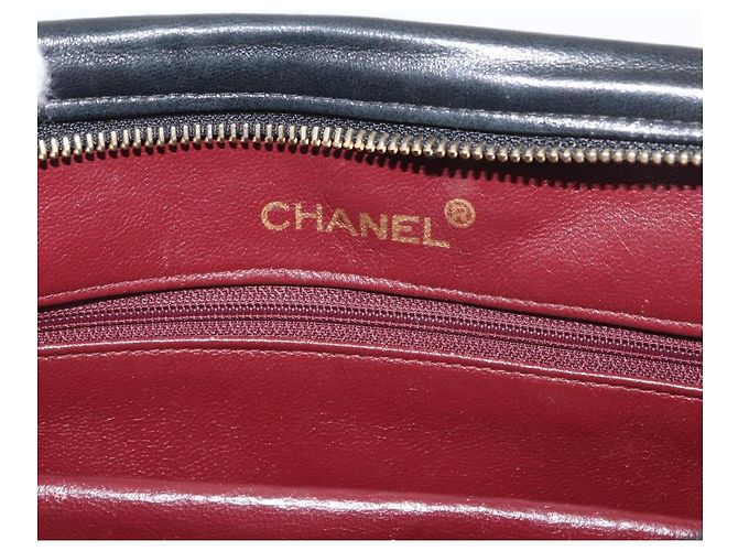 Borsa a Spalla CHANEL V Stitch Cotone Nero Oro CC Auth bs35307 D'oro - vista 16