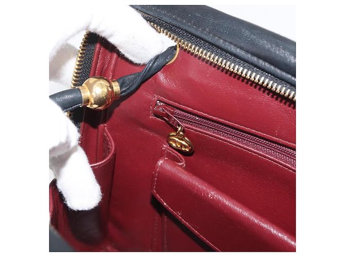 Borsa a Spalla CHANEL V Stitch Cotone Nero Oro CC Auth bs35307 D'oro - vista 20