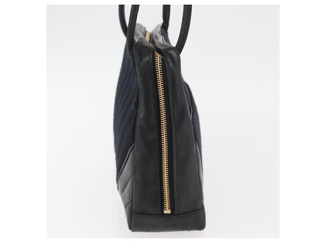 Borsa a Spalla CHANEL V Stitch Cotone Nero Oro CC Auth bs35307 D'oro - vista 4