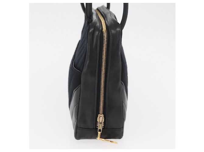Borsa a Spalla CHANEL V Stitch Cotone Nero Oro CC Auth bs35307 D'oro - vista 5