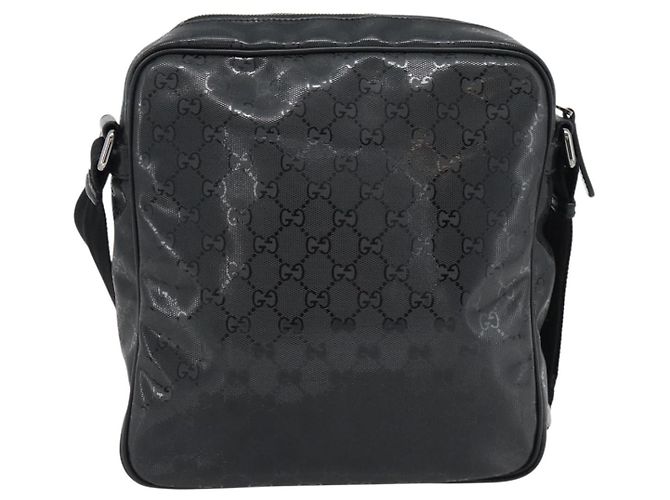 GUCCI GG implementation Shoulder Bag PVC Black Silver 201448 Auth am11696V Nero Argento - vista 3