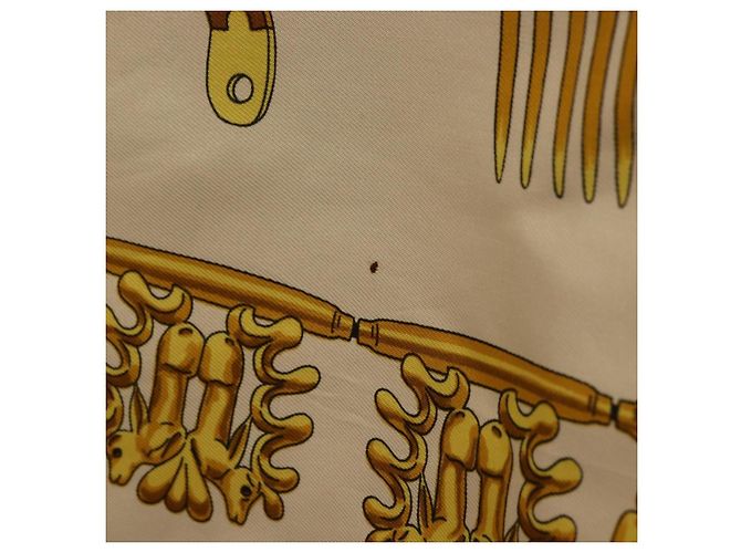 Hermès HERMES Carré 90 Schal "LES CAVALIERS D'OR" Seide Weiß Authentisch 181286 - view 11