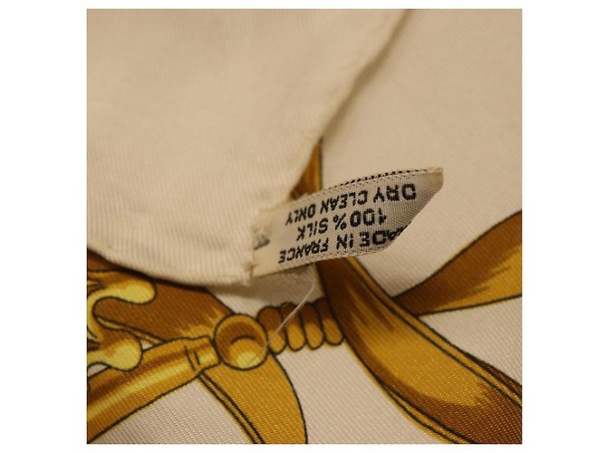 Hermès HERMES Carré 90 Schal "LES CAVALIERS D'OR" Seide Weiß Authentisch 181286 - view 16