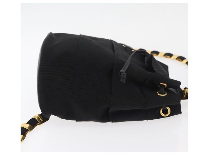 Zaino Salvatore Ferragamo Vala Chain in tela nero e oro Auth BA13178 D'oro - vista 4