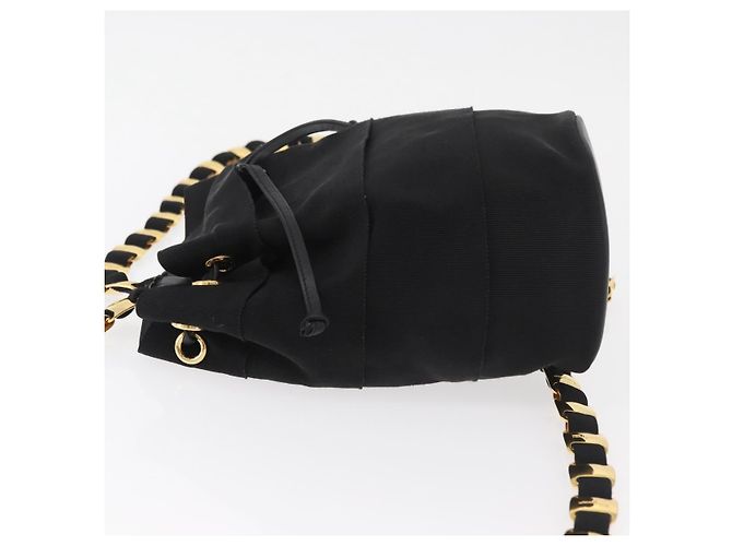 Zaino Salvatore Ferragamo Vala Chain in tela nero e oro Auth BA13178 D'oro - vista 5
