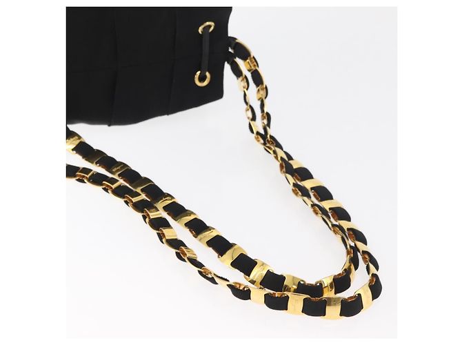 Zaino Salvatore Ferragamo Vala Chain in tela nero e oro Auth BA13178 D'oro - vista 7
