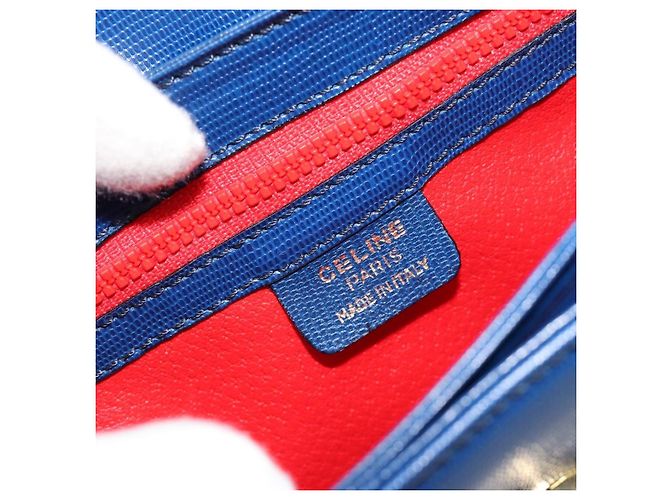 Céline Borsa a Spalla CELINE Circle in Pelle Blu e Oro Autentica 182203A D'oro - vista 16