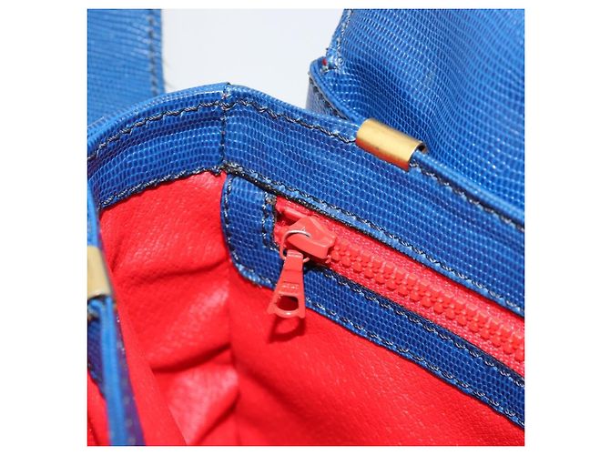 Céline Borsa a Spalla CELINE Circle in Pelle Blu e Oro Autentica 182203A D'oro - vista 20