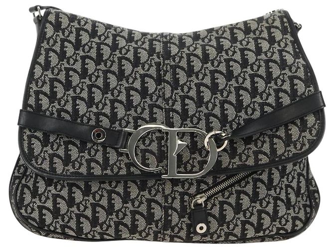 Borsa a tracolla Christian Dior Trotter Canvas Nera Argento Auth bs35297SAV Nero - vista 2