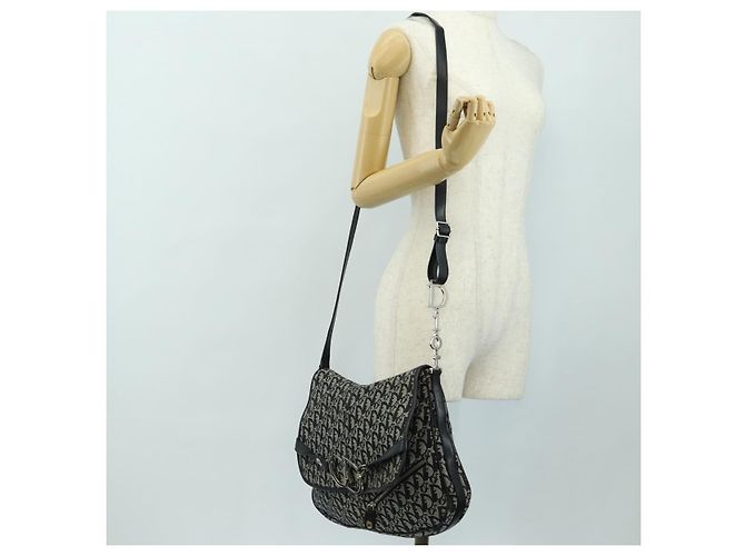 Borsa a tracolla Christian Dior Trotter Canvas Nera Argento Auth bs35297SAV Nero - vista 26