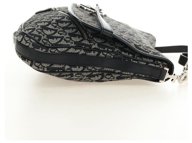 Borsa a tracolla Christian Dior Trotter Canvas Nera Argento Auth bs35297SAV Nero - vista 5