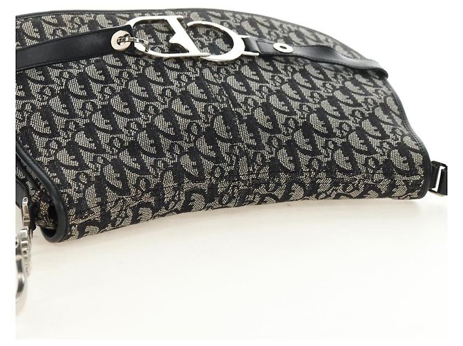 Borsa a tracolla Christian Dior Trotter Canvas Nera Argento Auth bs35297SAV Nero - vista 6