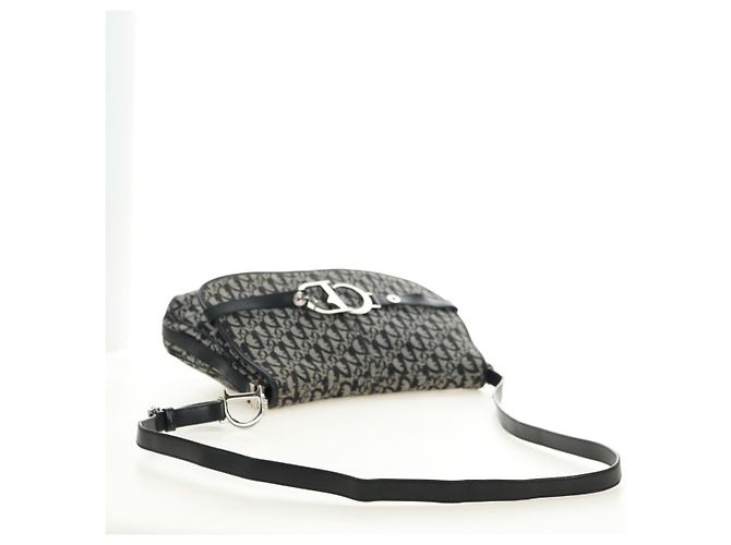 Borsa a tracolla Christian Dior Trotter Canvas Nera Argento Auth bs35297SAV Nero - vista 7