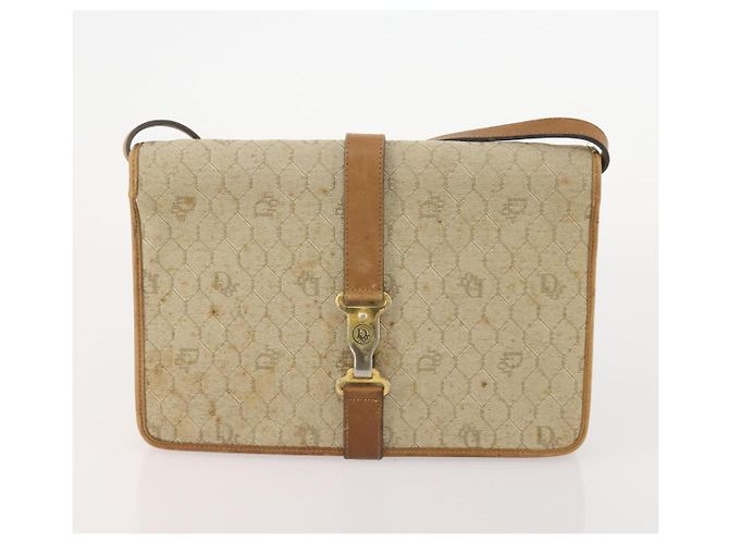 Borsa a Spalla Christian Dior Honeycomb Canvas 2 Set Beige Auth 178917 - vista 10