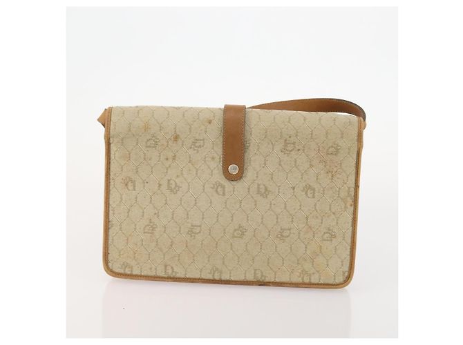 Borsa a Spalla Christian Dior Honeycomb Canvas 2 Set Beige Auth 178917 - vista 11