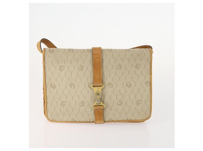Borsa a Spalla Christian Dior Honeycomb Canvas 2 Set Beige Auth 178917 - vista 2