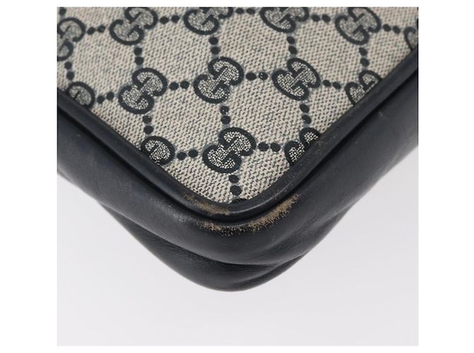 GUCCI GG Supreme Sherry Line Shoulder Bag PVC Navy Gold Auth 180181 Golden Navy blue - view 10